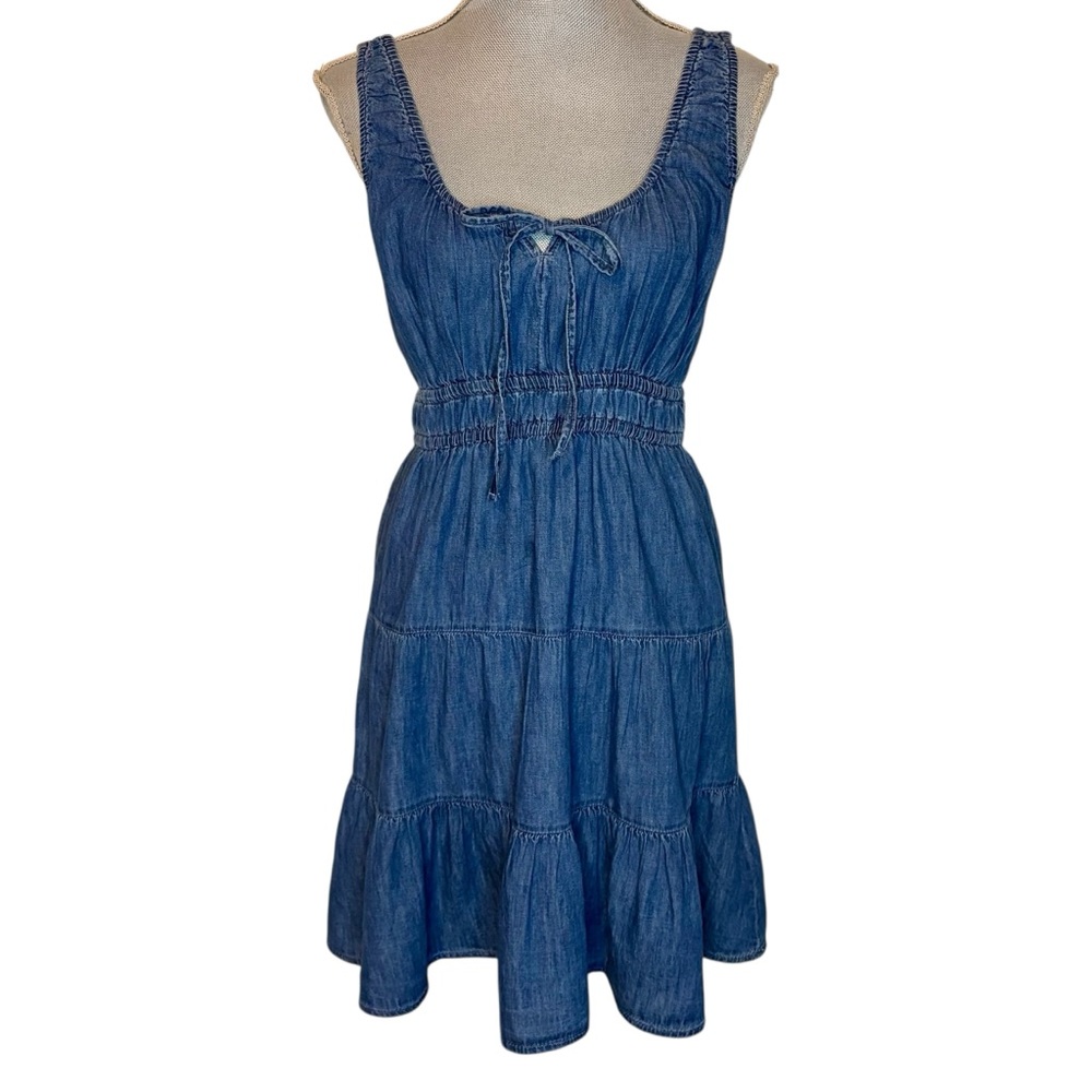 🌱 GAP Denim Chambray Tiered Mini Dress